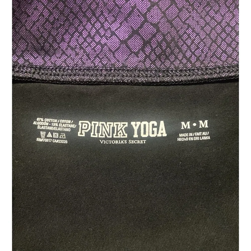 VS‎ PINK Yoga Shorts Foldover Black Purple Snake Animal Print Y2K Vtg Size M